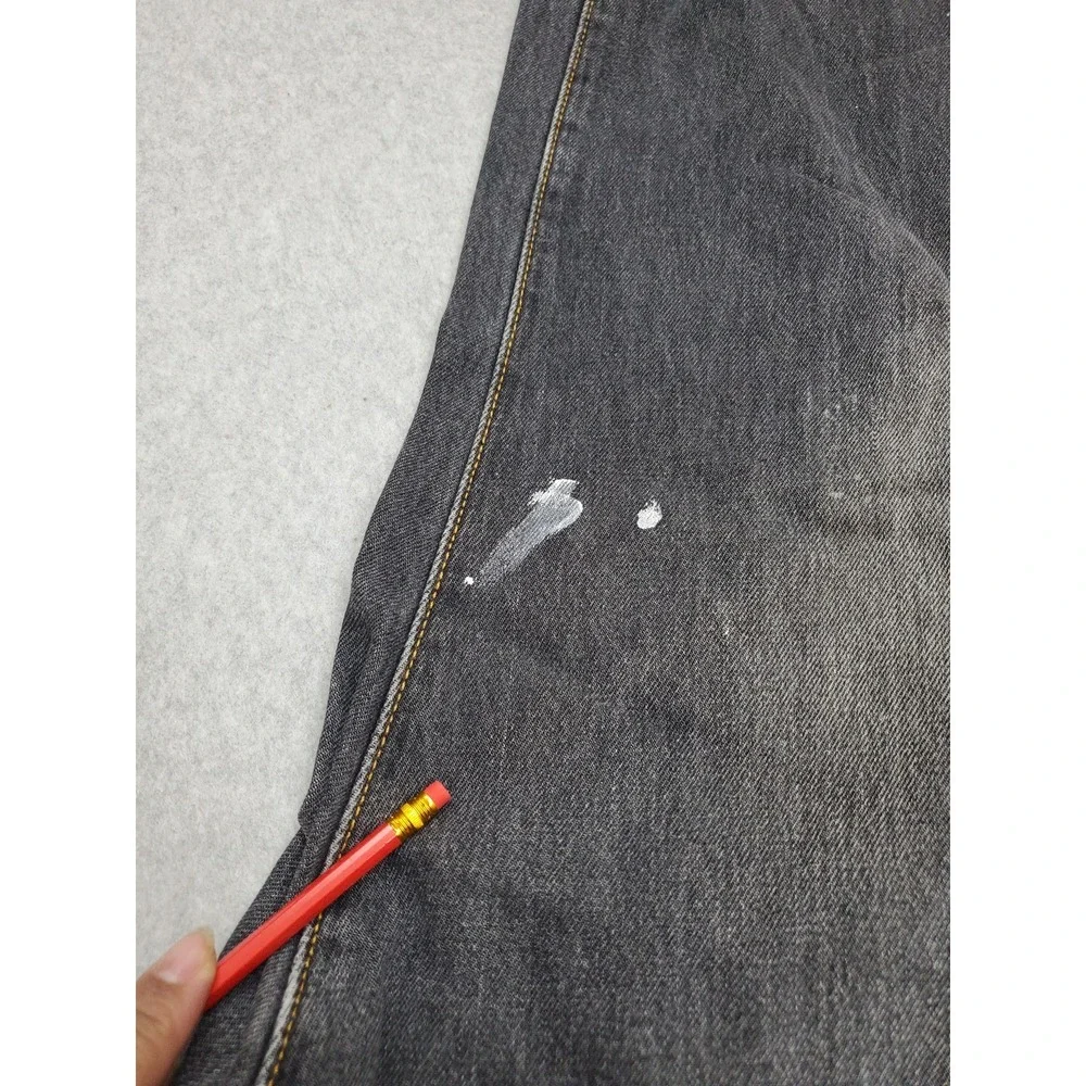 Levi's 501 Men Jeans 35X32 Gray Denim Original Fit Straight Leg Distressed READ